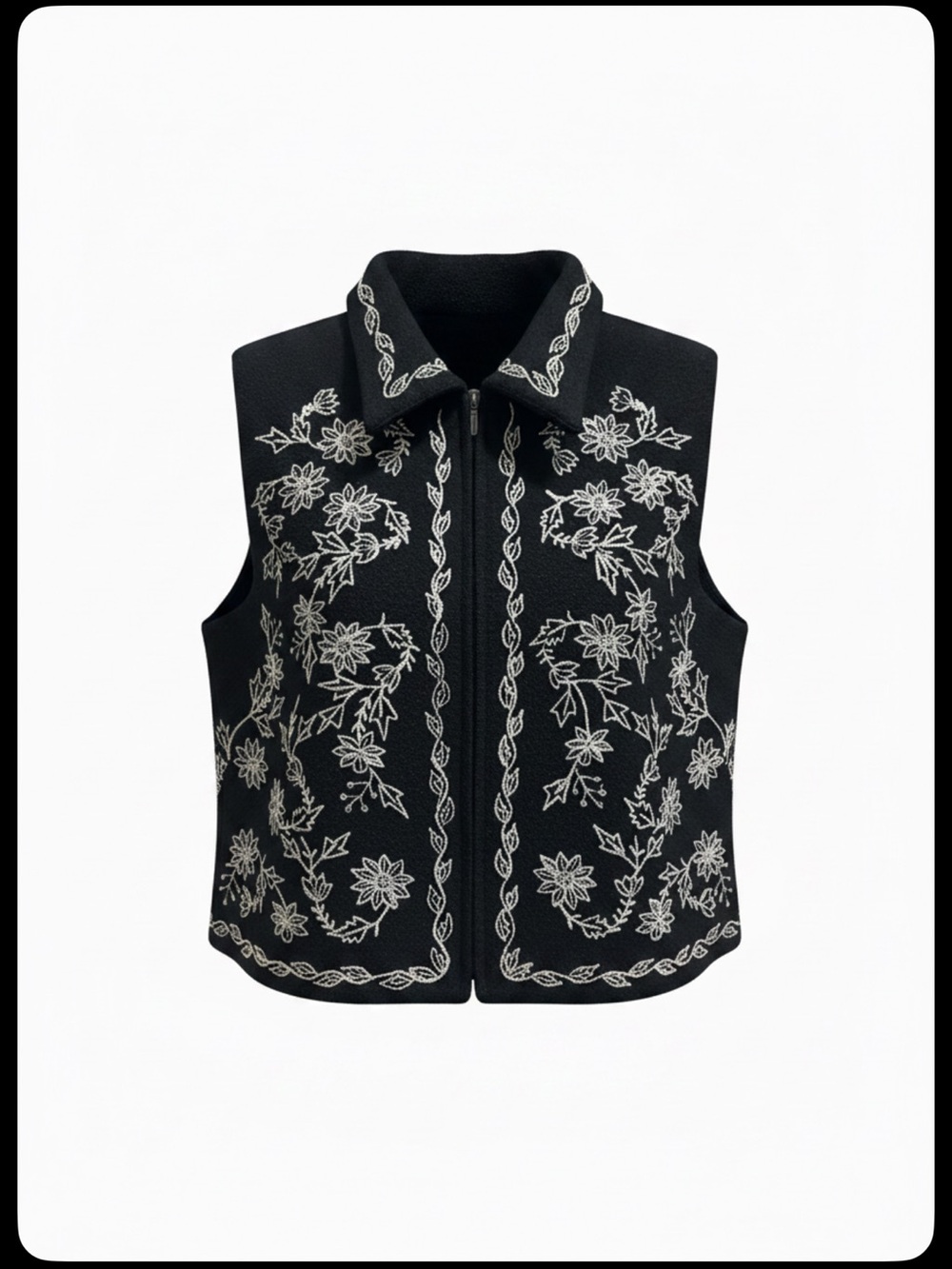 Elegant Black Floral Vest